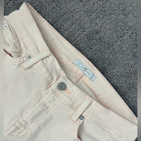 7 For All Mankind Pink Raw Hem Skinny Jeans - Picture 4 of 8